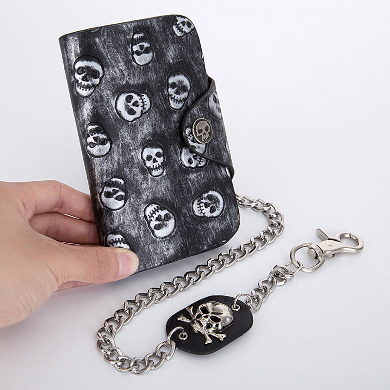 Wholesale PU Punk Rock Multi Card Slot Coin Purse Wallet Anti-Theft Chain Clutch